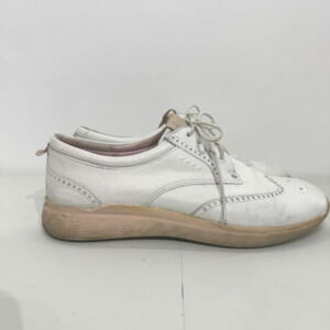 ECCO Womens White Leather Wingtip Brogue Golf Shoes Size 39 EU 8 US Hydromax